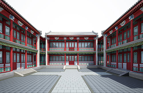 鹰潭北京四合院设计古建筑鸟瞰图展示